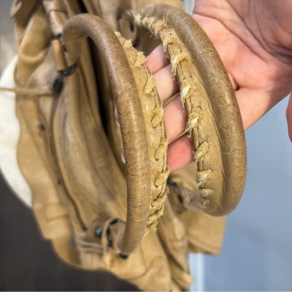 Balenciaga Motocross Giant 12 Part Time Bag Top Handle Light-Brown Beige Leather - Picture 11 of 13